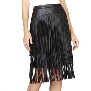 BCBG Rashell Faux leather Fringe Skirt - size 2